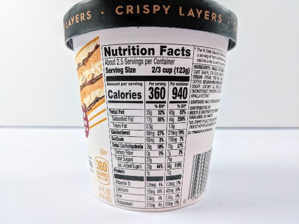 Haagen-Dazs Crispy trio layers nutritional facts