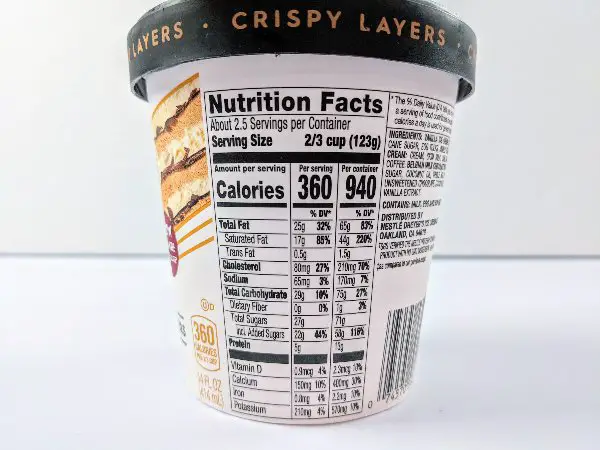 Haagen-Dazs Crispy trio layers nutritional facts