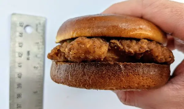 Mcdonald's crispy chicken sandwich measured side-view thickness