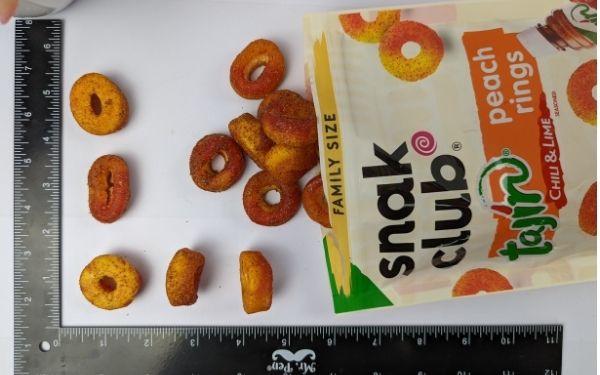 (Measurement of pieces) Snak Club Tajin Peach Rings - BanhMiFresh.com