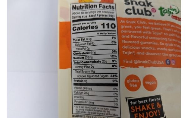 (Nutritional facts) Snak Club Tajin Peach Rings - BanhMiFresh.com