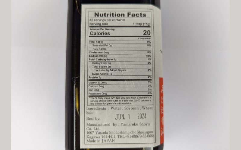 Yamaroku soy sauce nutritional facts - banhmifresh.com