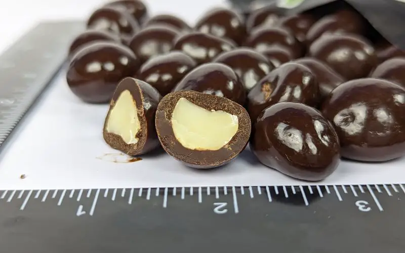 Island harvest dark chocolate macadamia close up measurements - banhmifresh.com