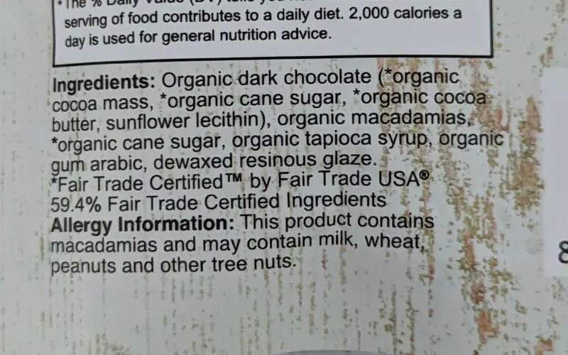 Island harvest dark chocolate macadamia ingredients - banhmifresh.com