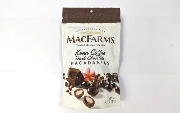 Macfarms kona coffee dark chocolate macadamias package - familyguidecentral.com