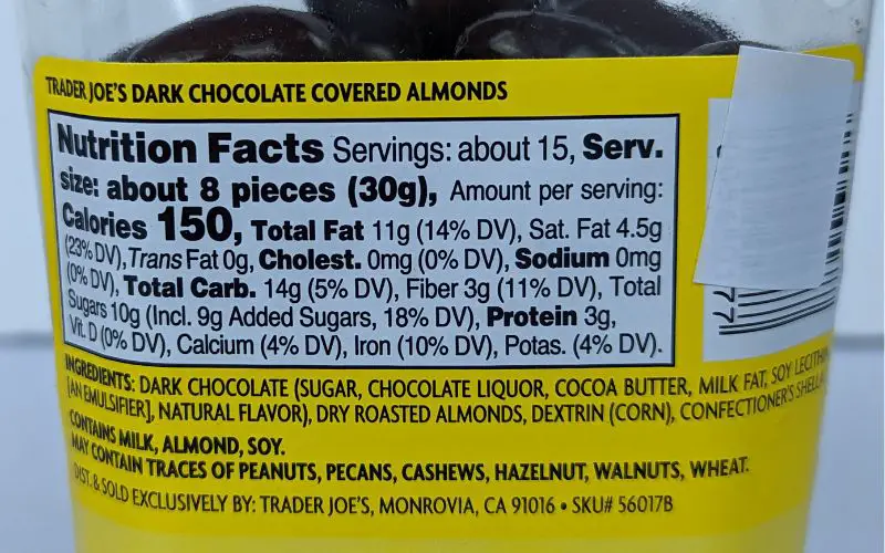 Trader joes dark chocolate covered almonds nutritional facts - banhmifresh.com