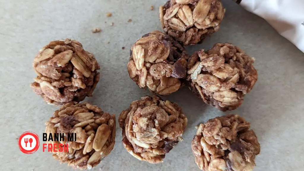 Made Good Granola Minis chocolate chips balls all over the table - banhmifresh.com