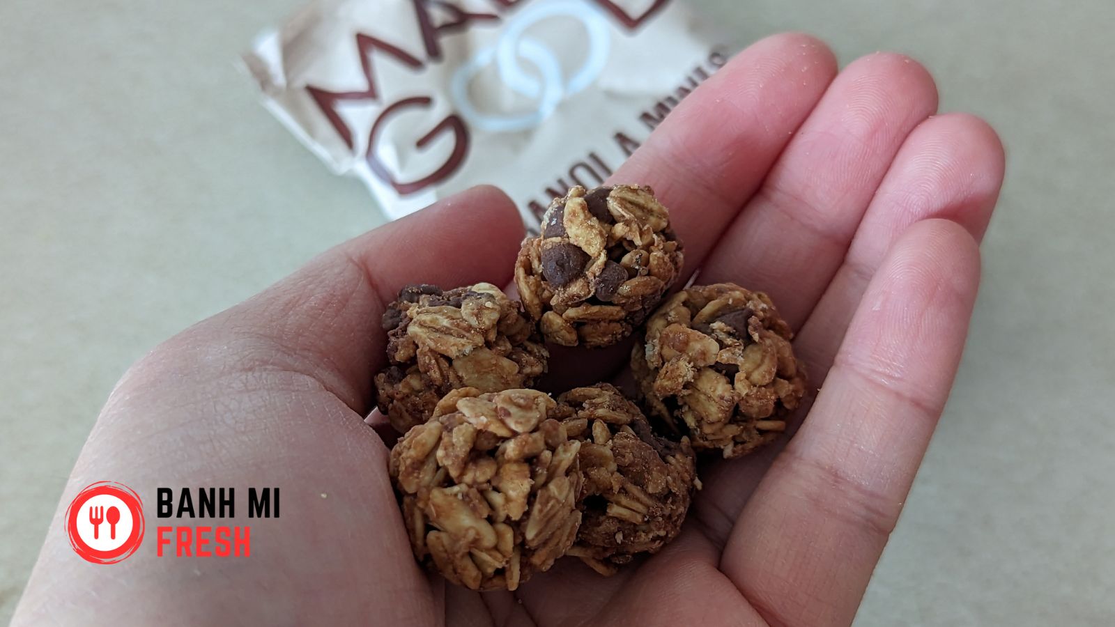 Made Good Granola Minis chocolate chips in hand - banhmifresh.com