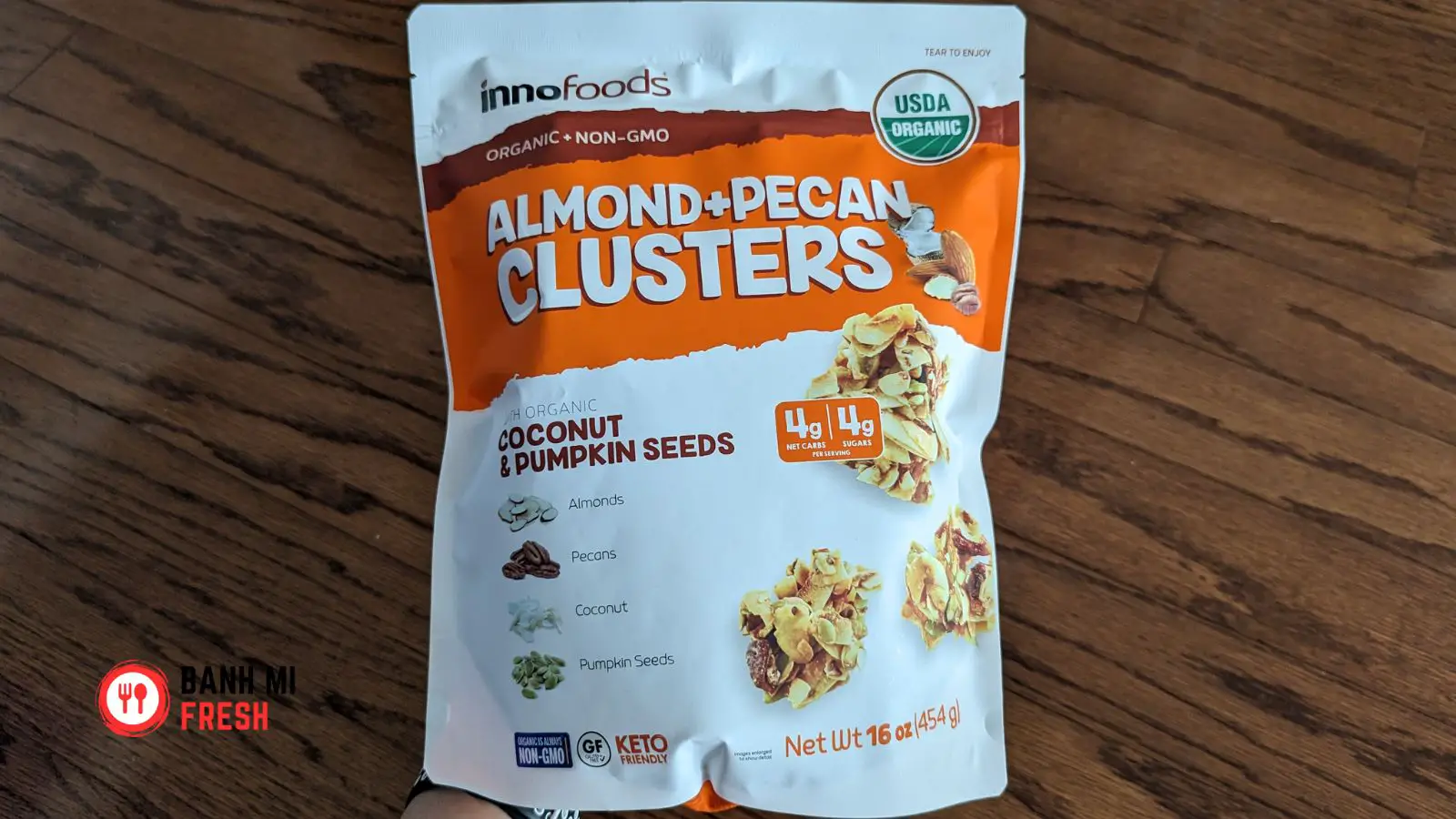 Innofoods almond + pecan clusters front package - banhmifresh.com