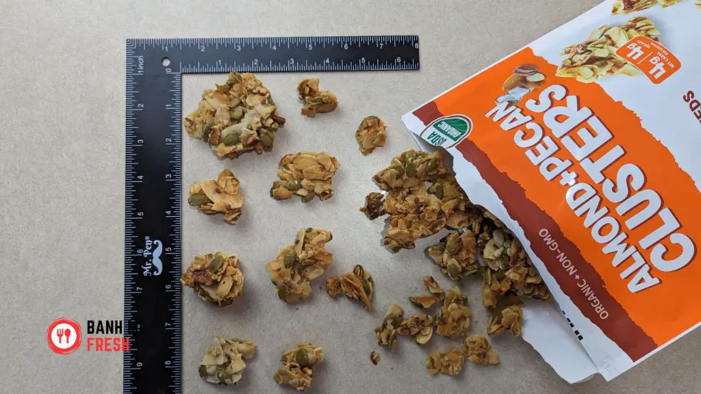 Innofoods almond + pecan clusters next to a ruler - banhmifresh.com