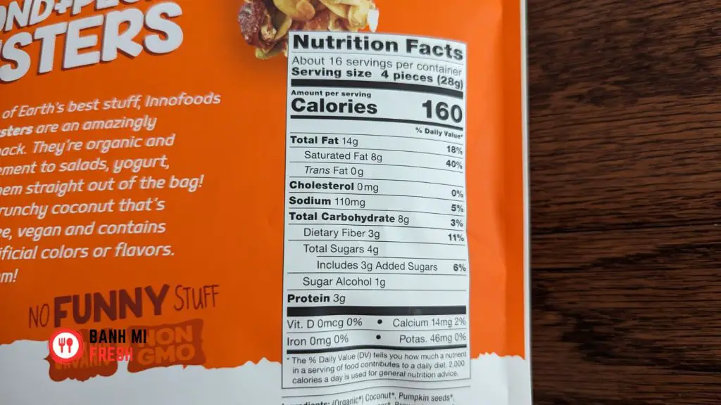 Innofoods almond + pecan clusters nutritional facts - banhmifresh.com