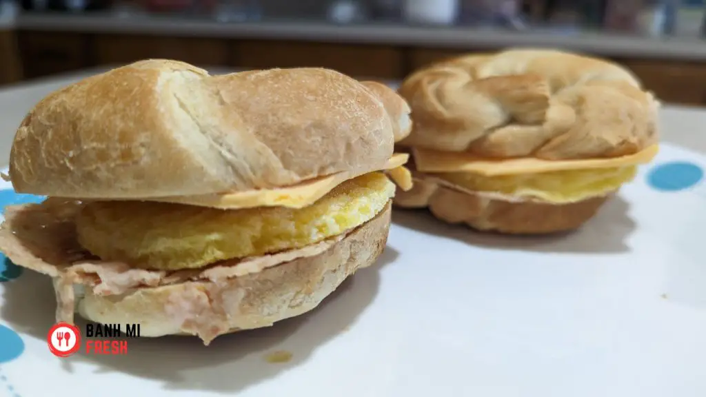 Jimmy Dean Croissant Bacon, Egg, and Cheese frozen breakfast sandwich side view - banhmifresh.com