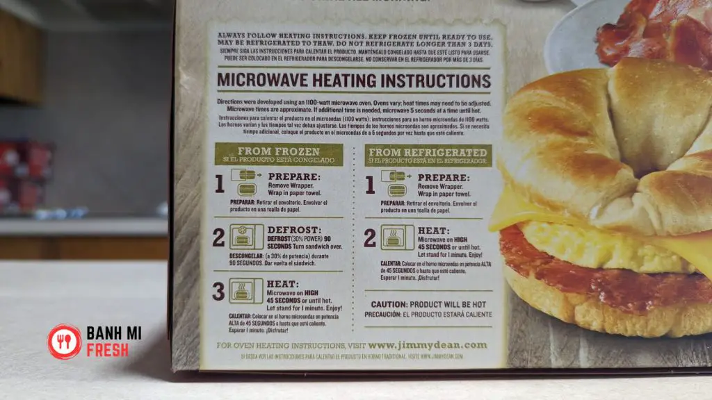 Jimmy Dean Croissant Bacon, Egg, and Cheese instructions - banhmifresh.com