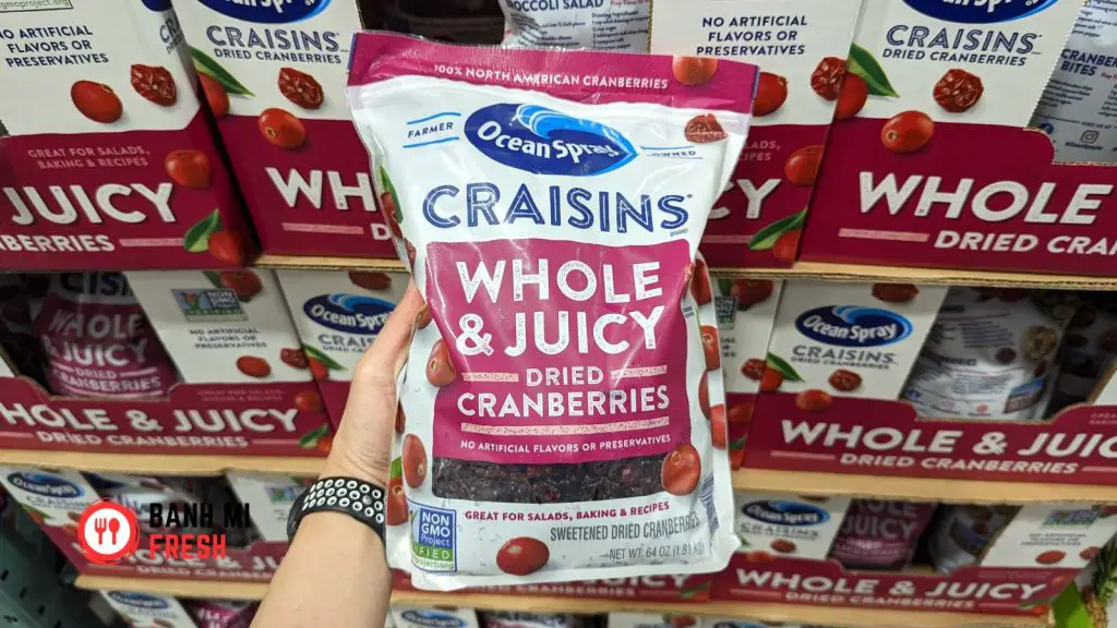 Ocean spray craisins pouring front of the bag - banhmifresh.com