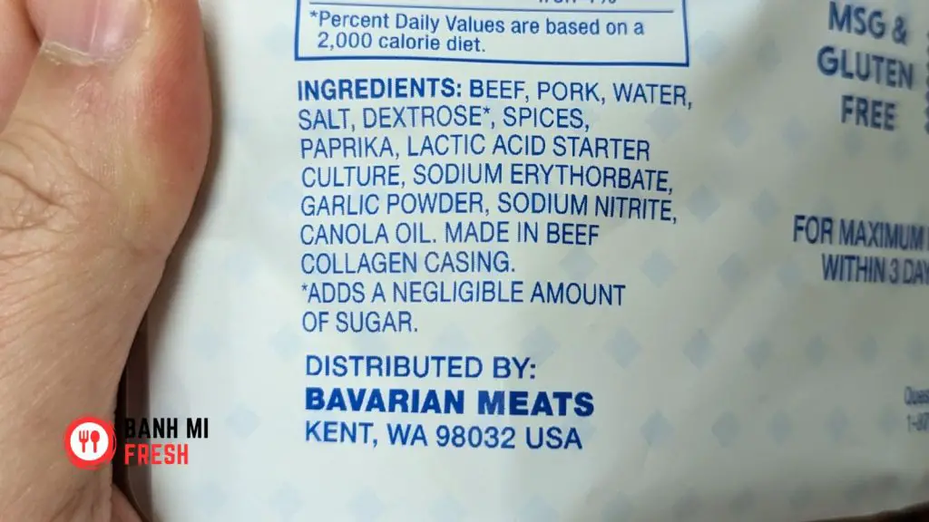 Bavarian meats Lil landjaeger ingredients - banhmifresh.com